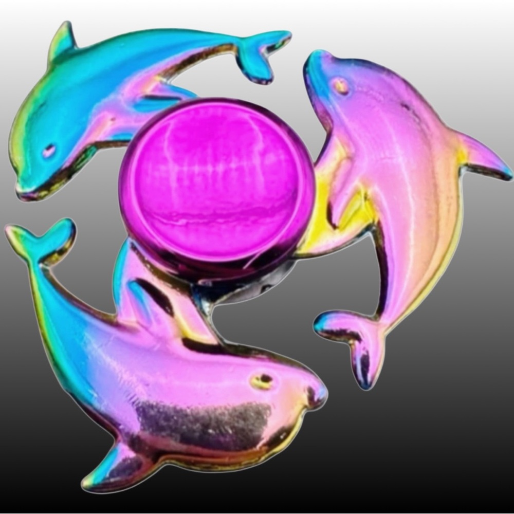 Heavy Duty Rainbow Dolphin Metallic Unique Metal Fidget Spinner